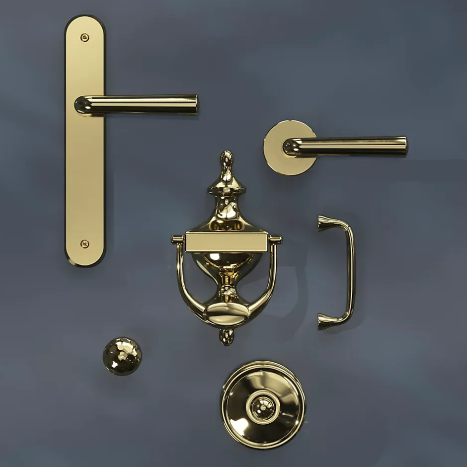 Heurtoir de porte extérieur Tudy effet laiton doré H.180 mm x l.97 mm-GoodHome Online