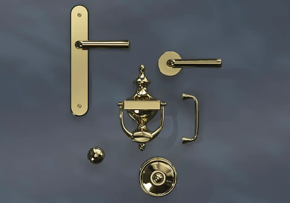 Heurtoir de porte extérieur Tudy effet laiton doré H.180 mm x l.97 mm-GoodHome Online