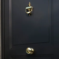 Heurtoir de porte extérieur Tudy effet laiton doré H.180 mm x l.97 mm-GoodHome Online