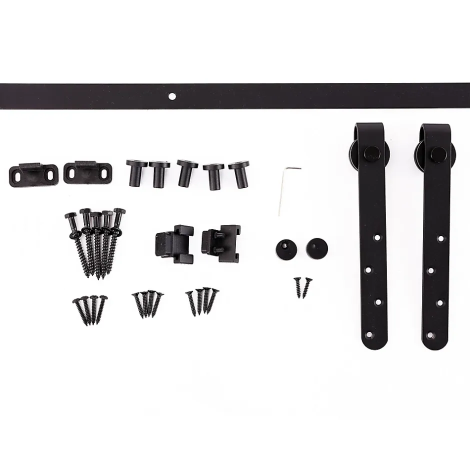 Kit de porte coulissante système galandage avec porte épaisseur 20-25 mm largeur max. 0,9 m charge max. 20 Kg acier noir-Homcom Clearance