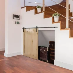 Kit de porte coulissante système galandage avec porte épaisseur 20-25 mm largeur max. 0,9 m charge max. 20 Kg acier noir-Homcom Clearance