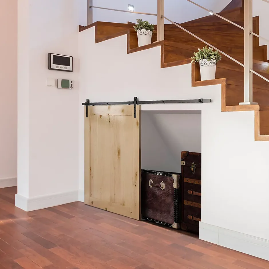 Kit de porte coulissante système galandage avec porte épaisseur 20-25 mm largeur max. 0,9 m charge max. 20 Kg acier noir-Homcom Clearance