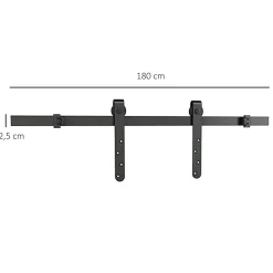 Kit de porte coulissante système galandage avec porte épaisseur 20-25 mm largeur max. 0,9 m charge max. 20 Kg acier noir-Homcom Clearance