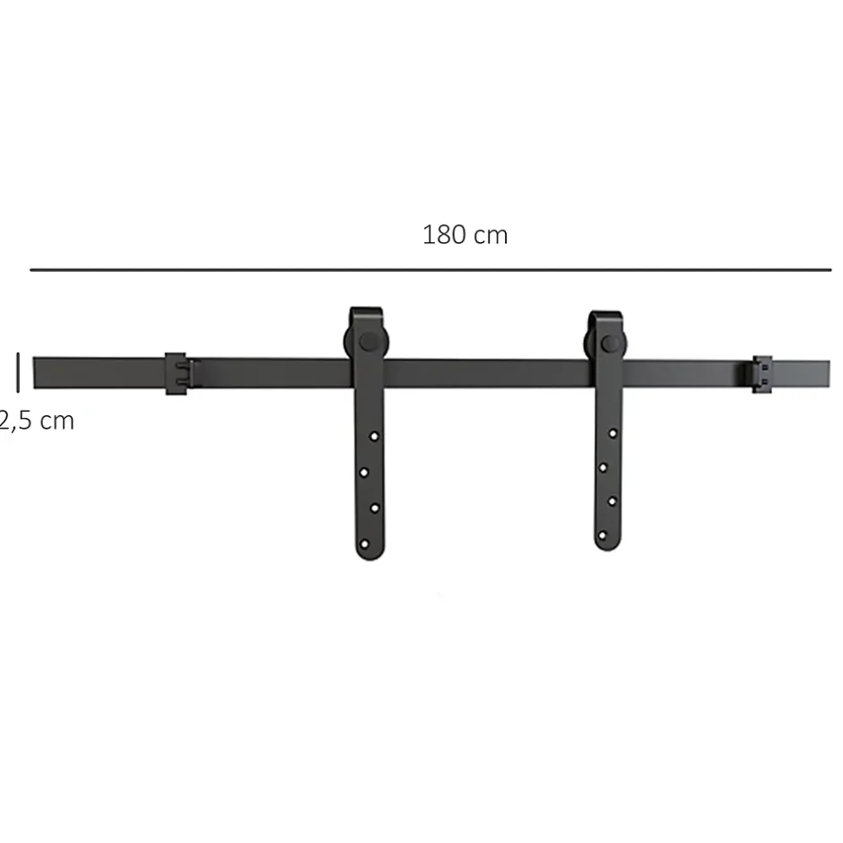 Kit de porte coulissante système galandage avec porte épaisseur 20-25 mm largeur max. 0,9 m charge max. 20 Kg acier noir-Homcom Clearance