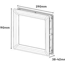 GoodHome Hublot pour porte de garage carré en PVC noir l.29 x H.29 cm