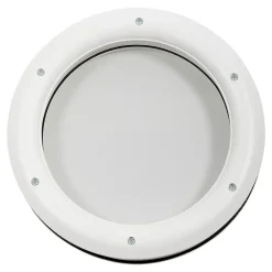 GoodHome Hublot pour porte de garage circulaire en acier inoxydable argenté Ø.30,5 x H.30,5 cm