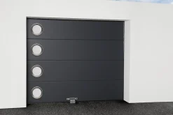 GoodHome Hublot pour porte de garage circulaire en acier inoxydable argenté Ø.30,5 x H.30,5 cm