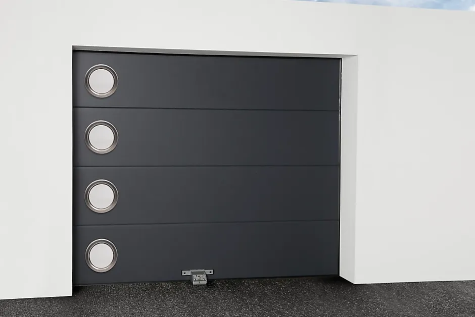 GoodHome Hublot pour porte de garage circulaire en acier inoxydable argenté Ø.30,5 x H.30,5 cm