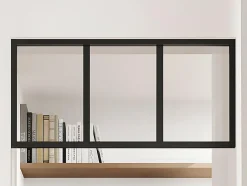 Vente-unique Imposte atelier en aluminium thermolaqué - L83 x H40 cm - Noir - BAYVIEW