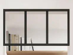 Vente-unique Imposte atelier en aluminium thermolaqué - L73 x H40 cm - Noir - BAYVIEW