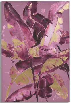 Impression sur toile violet feuilles cm 80x3x120-Mauro Ferretti New