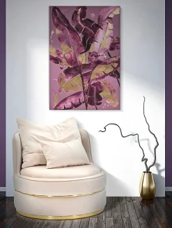 Impression sur toile violet feuilles cm 80x3x120-Mauro Ferretti New