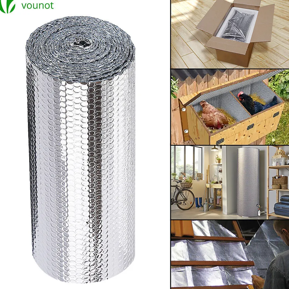 Vounot Isolant thermique a bulle double couche aluminium radiateur reflecteur 1.22x10m