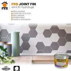 Joint de Carrelage Fin A16 Gris Clair 3kg - Finition Esthétique, Haute Résistance à lEau et à lAbrasion - Intérieur / Extérieur-Prb