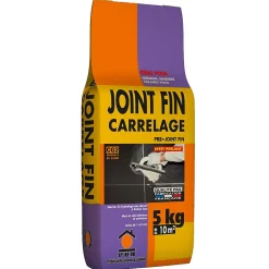 Prb Joint de Carrelage Fin A16 Gris Clair 5kg - Finition Esthétique, Haute Résistance à lEau et à lAbrasion - Intérieur / Extérieur
