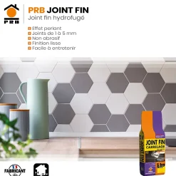 Prb Joint de Carrelage Fin B20 Blanc 5kg - Finition Esthétique, Haute Résistance à lEau et à lAbrasion - Intérieur / Extérieur