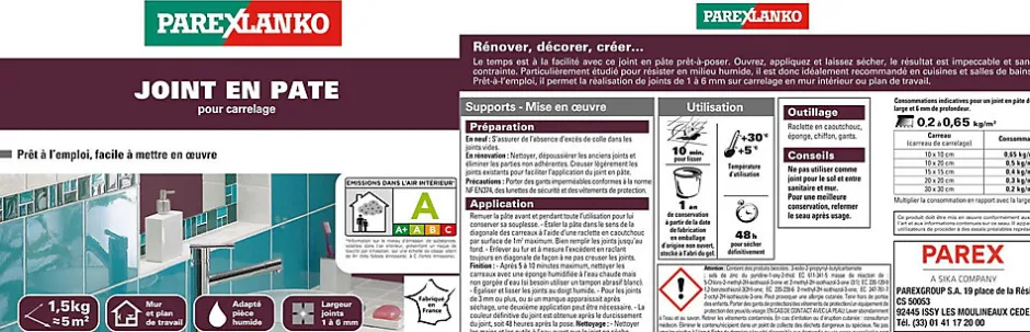 Joint en pâte 1,5 kg écru-Parexlanko Discount