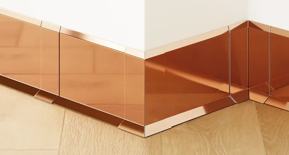 Joint FI en acier inoxydable pour plinthe Cuivre poli - 80mm x 30mm x 12mm-Ilcom Discount