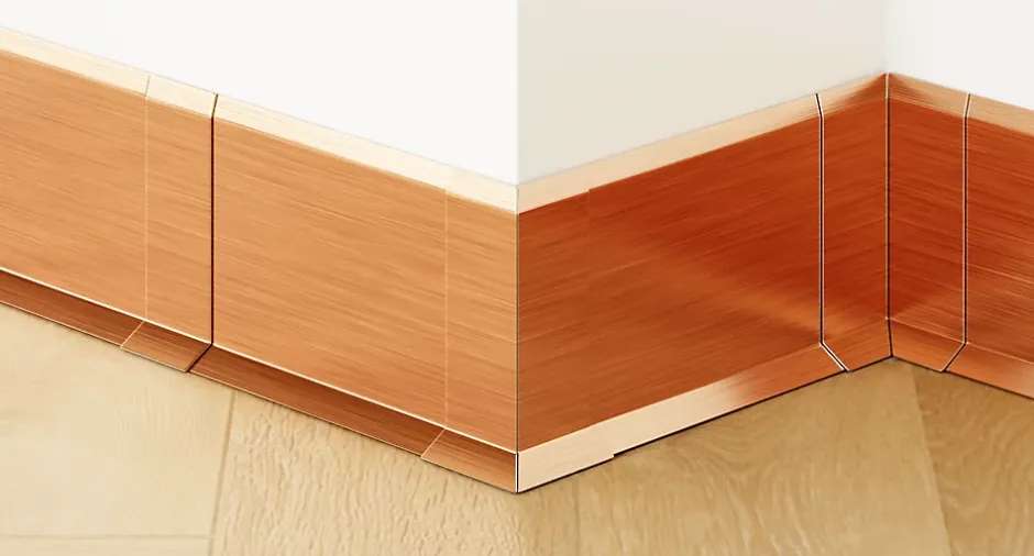 Joint FI en acier inoxydable pour plinthe Cuivre satiné - 60mm x 30mm x 12mm-Ilcom Online