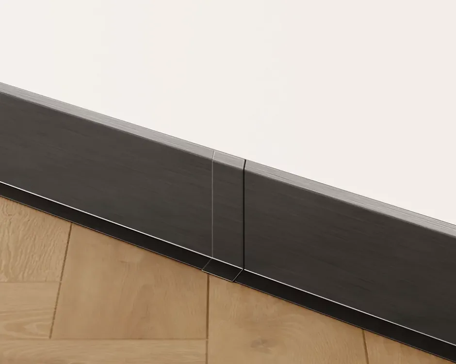 Joint FI en acier inoxydable pour plinthe Noir satiné - 60mm x 30mm x 12mm-Ilcom New