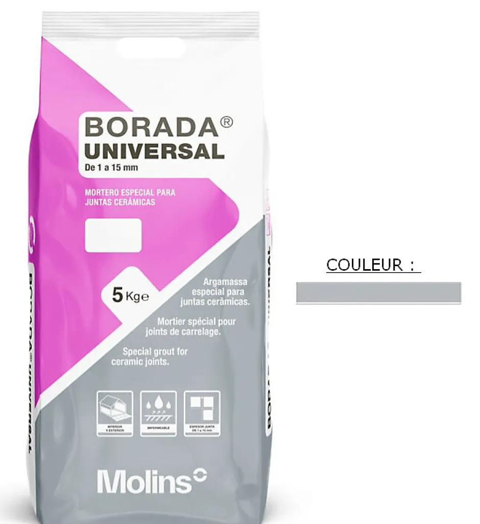 Propamsa Joint tous types de carrelage et mosaïque BORADA UNIVERSAL Plata 5kg