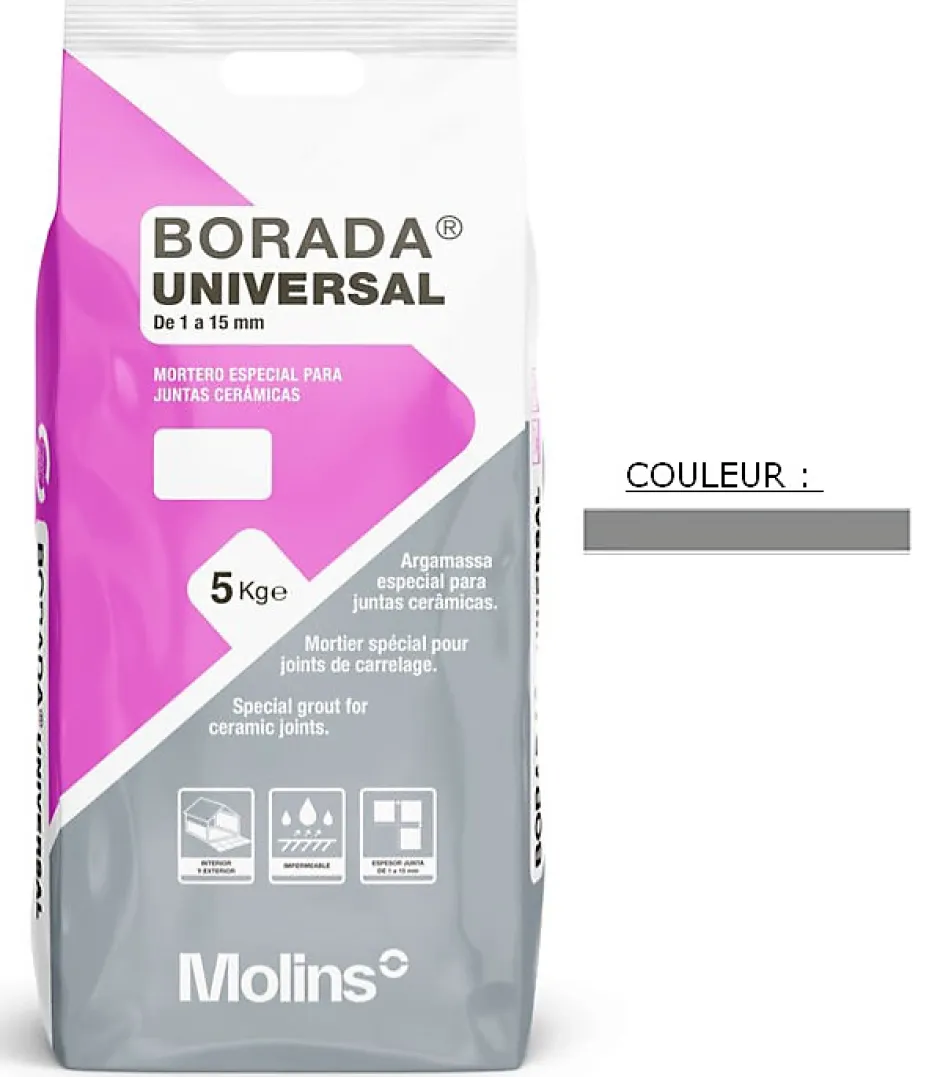 Joint tous types de carrelage et mosaïque BORADA UNIVERSAL Gris 5kg-Propamsa Discount