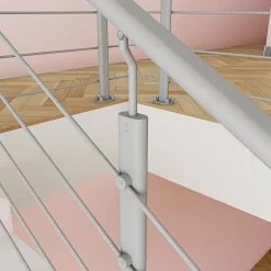 Kit Balustrade 1ml garde-corps avec 5 traverses fixation à plat en aluminium Gris mat-Saniland Outlet