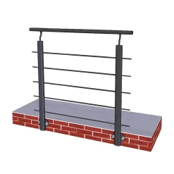 Kit Balustrade 1ml garde-corps avec 5 barreaux fixation latérale en aluminium noir mat-Saniland Online