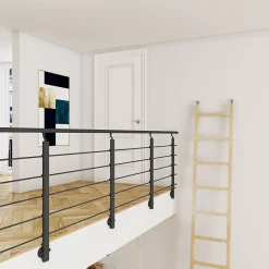 Kit Balustrade 1ml garde-corps avec 5 barreaux fixation latérale en aluminium noir mat-Saniland Online