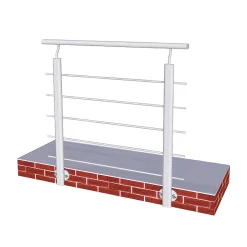 Saniland Kit Balustrade 1ml garde-corps avec 5 traverses fixation latérale en aluminium Gris mat