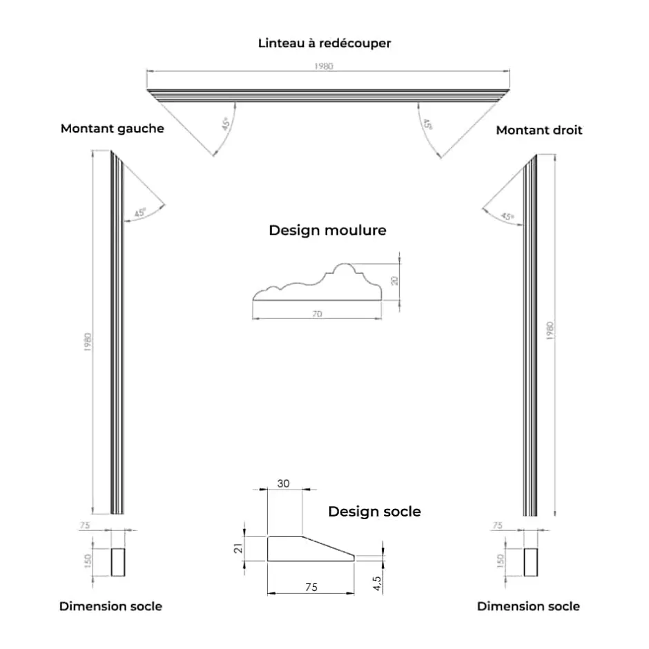 Kit chambranle de porte complet prédécoupé-Nordlinger Pro Discount