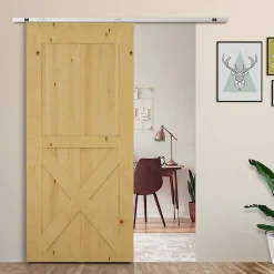 Kit complet porte coulissante 4 x 93 cm (p x l): rail, roulettes, visserie-Homcom Outlet