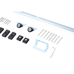 Kit complet porte coulissante 4 x 93 cm (p x l): rail, roulettes, visserie-Homcom Outlet