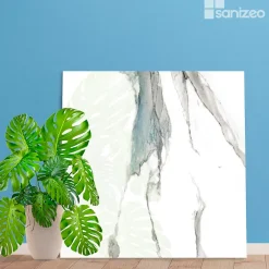 Kobert-in Kit de 2 Panneaux d'Habillage Décoratif Mural Douche, L120xl120x0.4 cm, finition bleu, Calacatta BLUE KOBERTIN