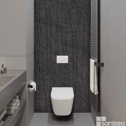 Kobert-in Kit de 2 Panneaux d'Habillage Décoratif Mural Douche, L120xl120x0.4 cm, finition finition pierre noire, Manson KOBERTIN