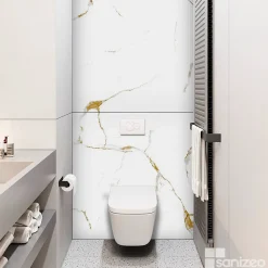 Kit de 2 Panneaux d'Habillage Décoratif Mural Douche, L120xl120x0.4 cm, finition doré, Calacatta GOLD KOBERTIN-Kobert-in New