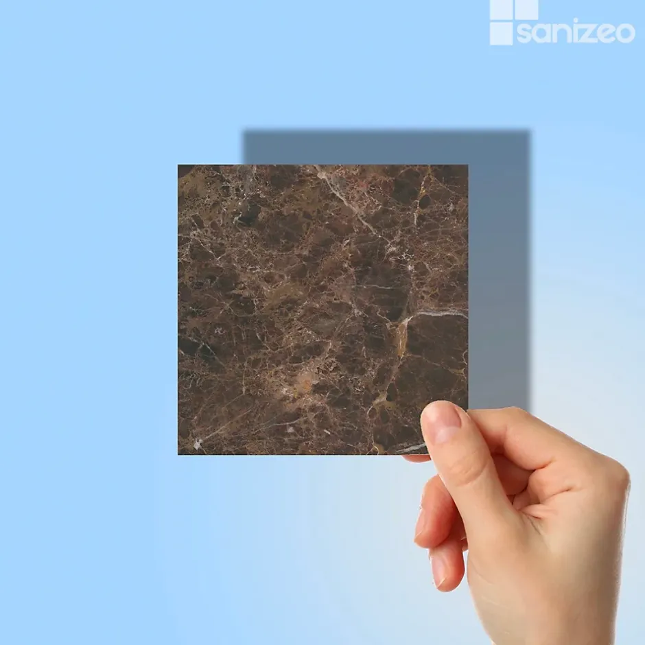 Kit de 2 Panneaux d'Habillage Décoratif Mural Douche, L120xl120x0.4 cm, finition marbre marron, Emperador KOBERTIN-Kobert-in Discount