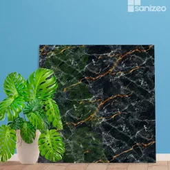 Kobert-in Kit de 2 Panneaux d'Habillage Décoratif Mural Douche, L120xl120x0.4 cm, finition marbre gris, Promise KOBERTIN