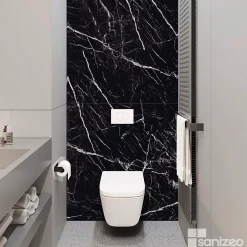 Kit de 2 Panneaux d'Habillage Décoratif Mural Douche, L120xl120x0.4 cm, finition marbre noir, Infinite Black KOBERTIN-Kobert-in