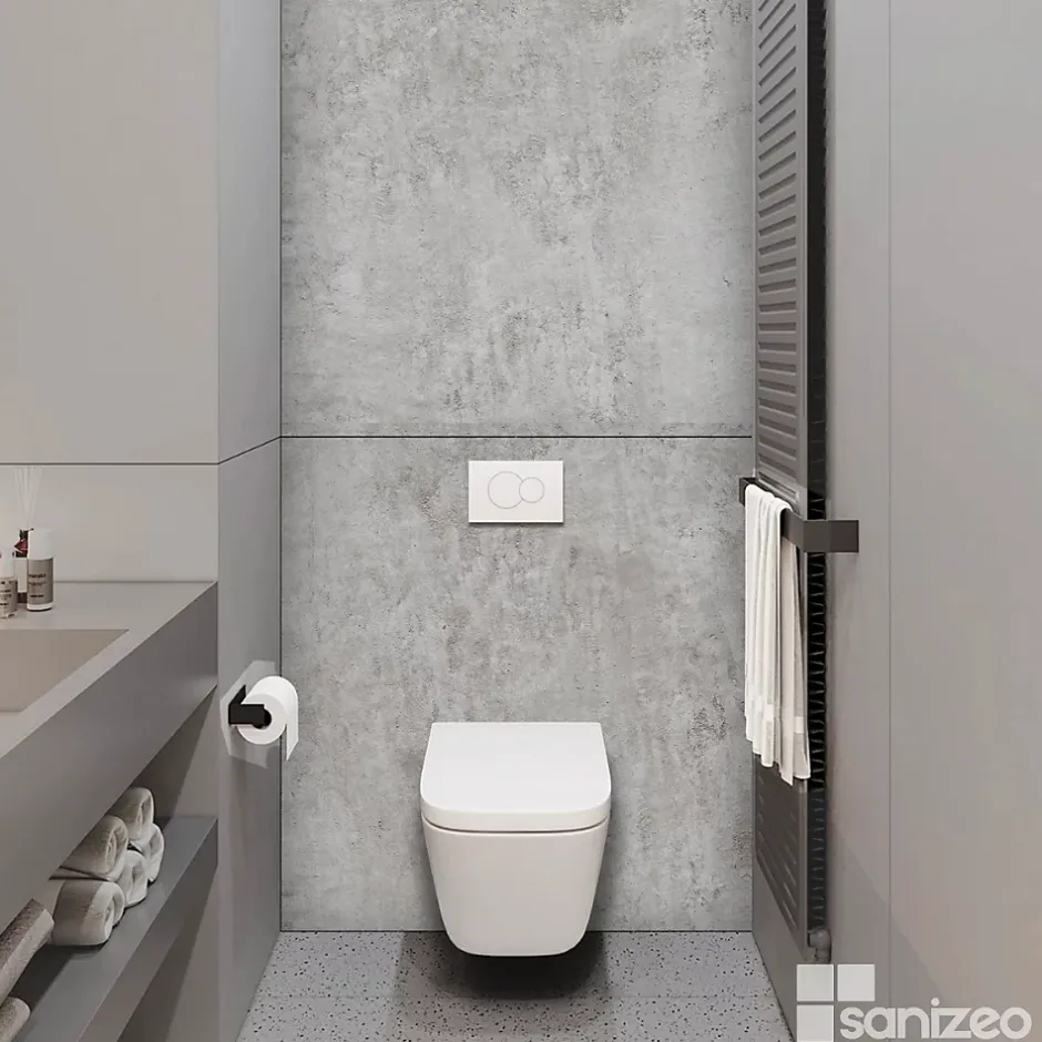 Kobert-in Kit de 2 Panneaux d'Habillage Décoratif Mural Douche, L120xl120x0.4 cm, finition béton, Urban Concrete KOBERTIN