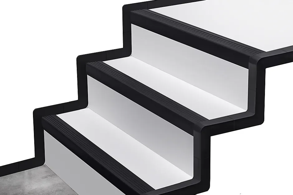 Quest KIT de finition pour escaliers en PVC, noir, 1m