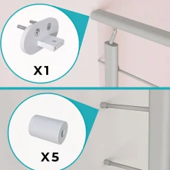 Saniland Kit de fixation murale pour garde-corps fixation pour passe-mains et 5 barreaux en Aluminium Gris mat