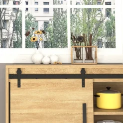 Homcom Kit de porte coulissante compatible porte ép. 35-45/40-45 mm longueur totale rail 2 m charge max. 20 Kg acier au carbone noir