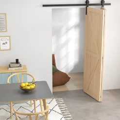 Homcom Kit de porte coulissante compatible porte ép. 40-55 mm longueur rail 1,52 m charge max. 90 Kg acier au carbone noir