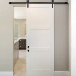 Kit de porte coulissante compatible porte ép. 35-45 ou 40-45 mm longueur rail 1,83 m charge max. 100 Kg acier brun-Homcom Sale