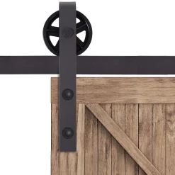 Kit de porte coulissante compatible porte ép. 35-45 ou 40-45 mm longueur rail 1,83 m charge max. 100 Kg acier brun-Homcom Sale