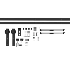 Kit de porte coulissante système galandage pour porte ép. 40-55 mm longueur rail 2,44 m charge max. 90 Kg acier au carbone noir-HOMCOM