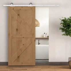 Homcom Kit de porte coulissante compatibilité porte épaisseur 35-45 ou 40-45 mm longueur rail 1,83 m charge max. 100 Kg acier blanc