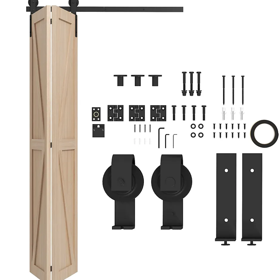 Homcom Kit de porte coulissante compatibilité porte épaisseur 40-55 mm longueur rail 1,22 m charge max. 90 Kg acier au carbone noir