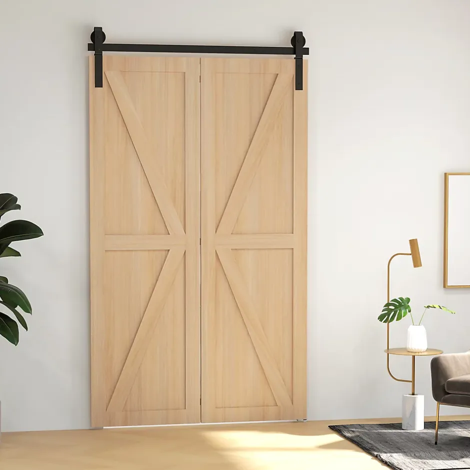 Homcom Kit de porte coulissante compatibilité porte épaisseur 40-55 mm longueur rail 1,22 m charge max. 90 Kg acier au carbone noir